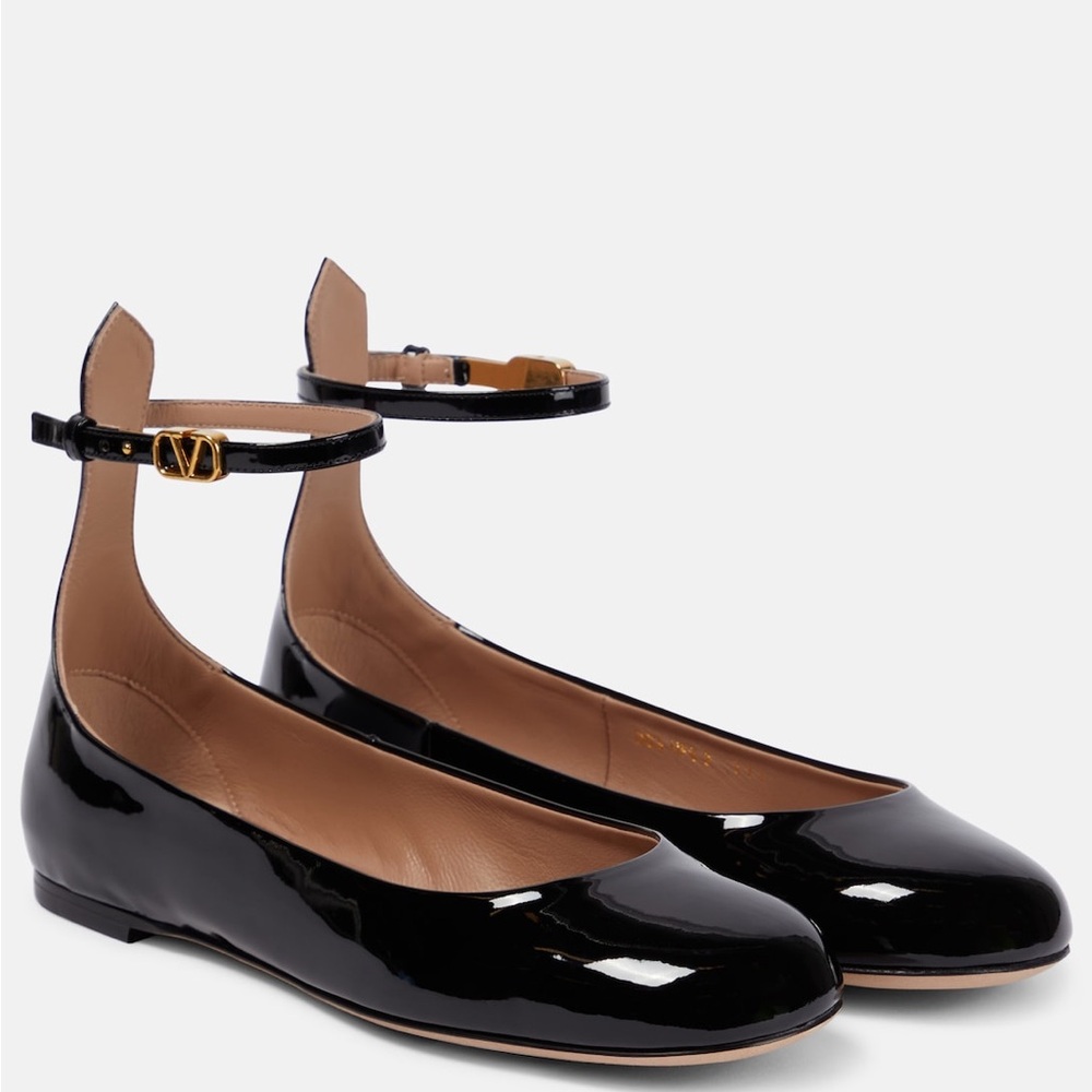 Valentino Black Patent Leather Ballet Flats